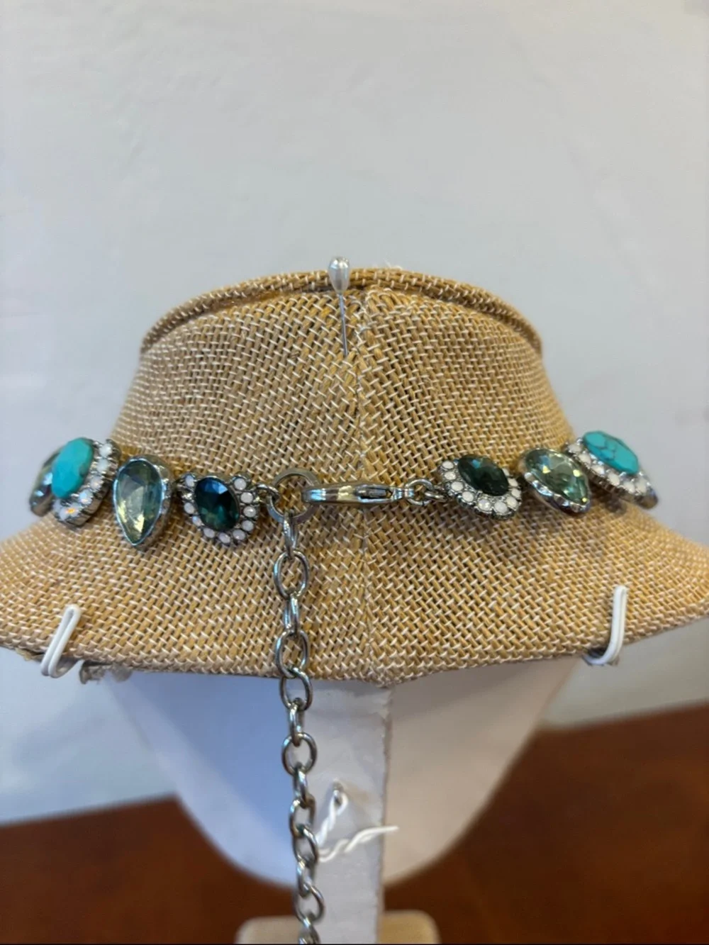 Chloe + Isabel Peacock Plumes Turquoise & Crystal Collar Necklace & Bracelet Set